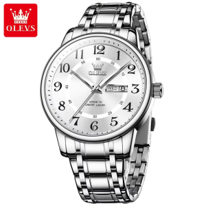 OLEVS 2891 OEM logo Watch Luxury Stainless Steel Waterproof Silver White. - Image 2