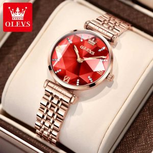 OLEVS 6642 Women Watches Quartz Stainless Steel Watches Waterproof Rose Gold. - Image 2