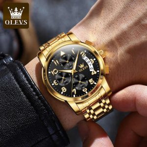 OLEVS  2879 Watch For Male Waterproof Gold Black. - Image 2