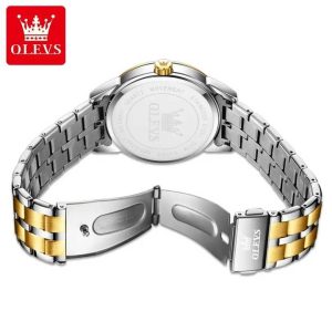 OLEVS 9917 Men's Watch Date Week Display Classic Simple Stainless Steel Waterproof Gold White. - Image 2