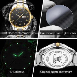 OLEVS 5563 -Stainless Steel Analog Wrist Watch For Women - Silver Gold Black - Image 2