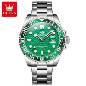 OLEVS 3610 OEM Custom Luxury Watch Silver Green - Image 2
