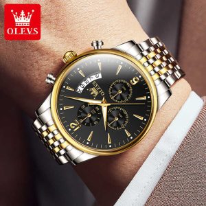 Olevs 2867 Watch For Male Stainless Steel Waterproof Silver Gold Black. - Image 2