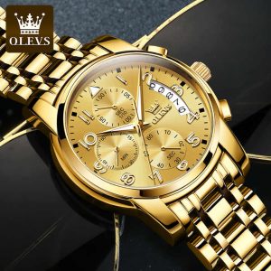 OLEVS 2879 Watch For Male Waterproof Full Gold. - Image 4