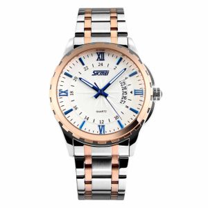 Skmei 9069 Men's Quartz Watch WHITE BLUE - Image 1