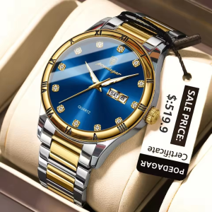 POEDAGAR 878 Men Watch Silver Gold Blue. - Image 4