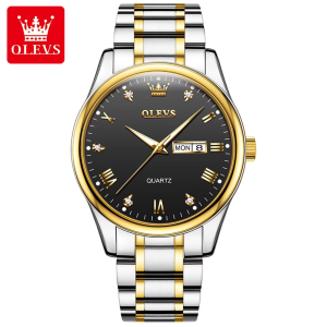 OLEVS 5563 -Stainless Steel Analog Wrist Watch For Male - Silver Gold Black - Image 1