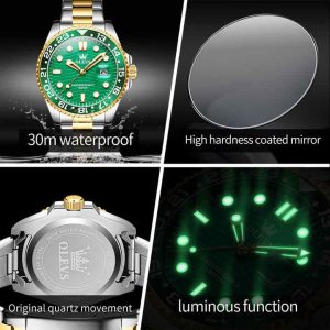 OLEVS 3610 OEM Custom Luxury Watch Gold Green - Image 5