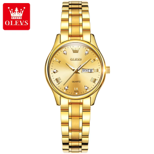 OLEVS 5563 -Stainless Steel Analog Wrist Watch For Women - Full Gold - Image 2
