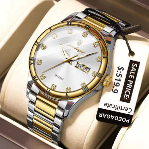 POEDAGAR 878 Men Watch Silver Gold White. - Image 2