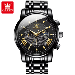 OLEVS 2892 Classic Fashion Chronograph WristWatch Waterproof Full Black. - Image 2