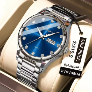 POEDAGAR 878 Men Watch Silver Blue. - Image 1