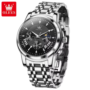 OLEVS 2892 Classic Fashion Chronograph WristWatch Waterproof Silver Black. - Image 3