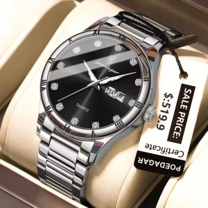 POEDAGAR 878 Men Watch Silver Black. - Image 1