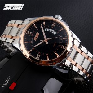 Skmei 9069 Men's Quartz Watch Rose Gold Black - Image 3