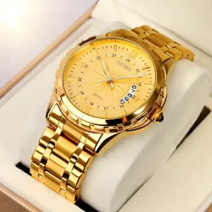 Skmei 9069 Men's Quartz Watch Full Gold - Image 3