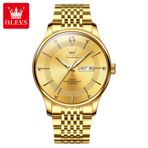 OLEVS 9908 Stainless Steel Men Watch Full Gold - Image 4