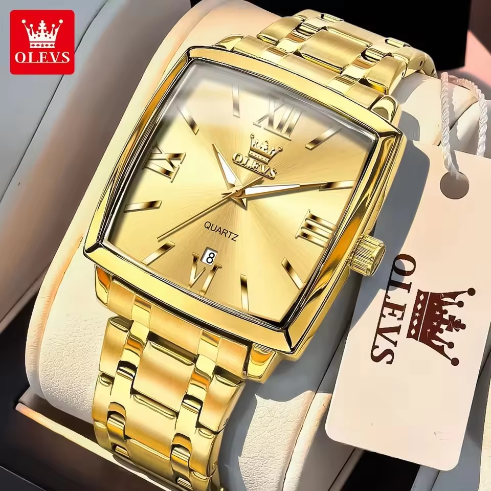 OLEVS 2969 Waterproof Chronometer Date Display Business Hand Watch Full Gold.