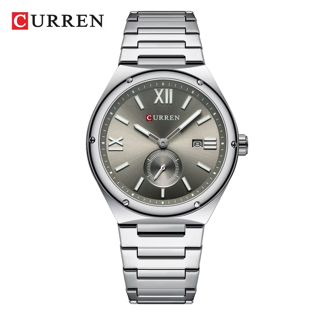 CURREN 8471 Fashion Casual Wrist Watch Silver Gray.