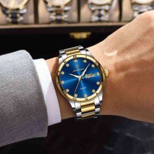 POEDAGAR 878 Men Watch Silver Gold Blue. - Image 3
