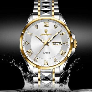 POEDAGAR 883 Stainless Steel Fashion Male Watch Silver Gold White. - Image 3