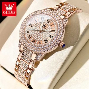 OLEVS 9943 Roman Numerals Watch Luxury Watch Full Diamond Watch. - Image 2