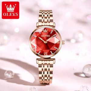 OLEVS 6642 Women Watches Quartz Stainless Steel Watches Waterproof Rose Gold. - Image 3