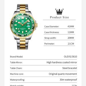 OLEVS 3610 OEM Custom Luxury Watch Gold Green - Image 2
