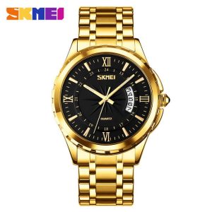 Skmei 9069 Men's Quartz Watch Gold Black - Image 1