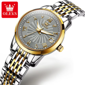 Olevs 6630 Waterproof Ladies Mechanical Watch Silver Gold Gray. - Image 1