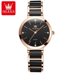 OLEVS 5877 New Fashion Ladies Ceramics Watch Black. - Image 3