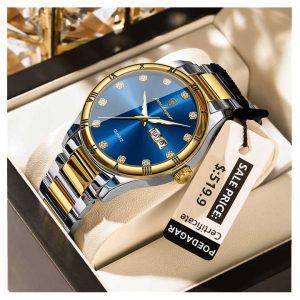 POEDAGAR 878 Men Watch Silver Gold Blue. - Image 5
