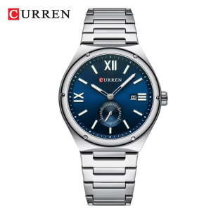 CURREN 8471 Fashion Casual Wrist Watch Silver Blue. - Image 1