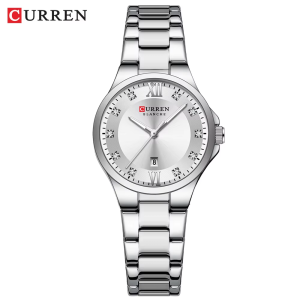 CURREN 9107 Women's Watch Calendar Stainless Steel Waterproof Luminous Clock Silver White. - Image 1