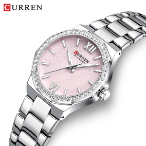 CURREN 9103 Luxury Diamond Watch For Woman Silver & Baby Pink. - Image 2