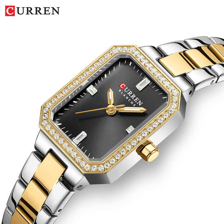 CURREN New Ladies Watch 9102 Classic Luxury Stainless Steel Bracelet Diamond Gold Black.