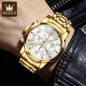 OLEVS 2879 Watch For Male Waterproof Gold White. - Image 2