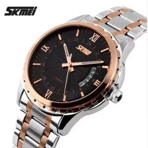 Skmei 9069 Men's Quartz Watch Rose Gold Black - Image 2
