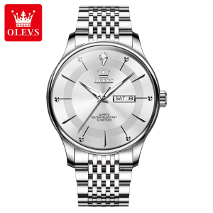 OLEVS 9908 Stainless Steel Men Watch Silver White - Image 2