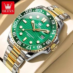 OLEVS 3610 OEM Custom Luxury Watch Gold Green - Image 1