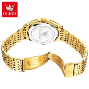 OLEVS 9908 Stainless Steel Men Watch Full Gold - Image 3