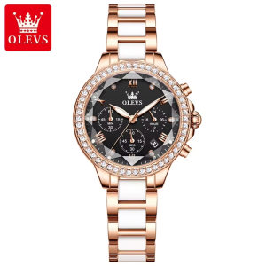 OLEVS 9999 Elegant Diamond Women's Watch Black. - Image 2