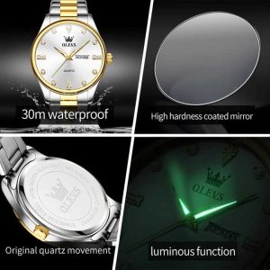 Original OLEVS 3621 Man’s Watch Silver White Gold - Image 2