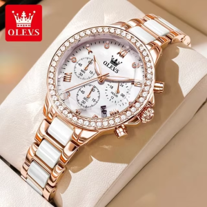 OLEVS 9999 Elegant Diamond Women's Watch White. - Image 1