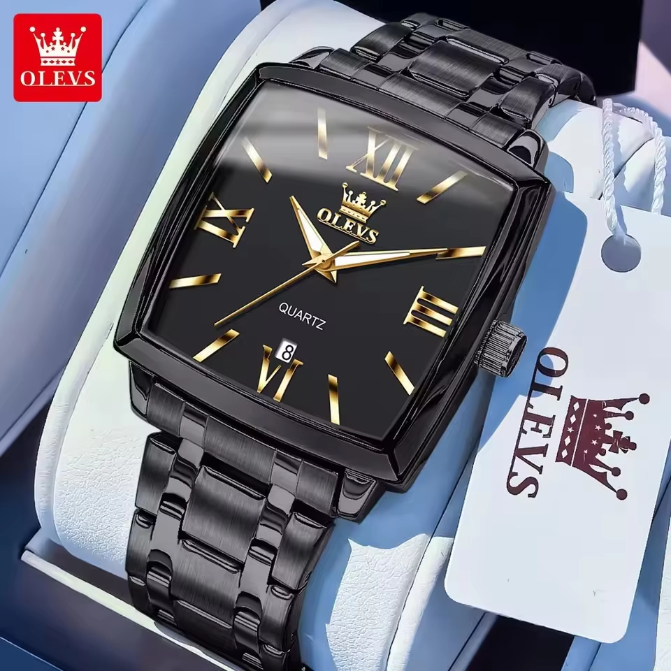OLEVS 2969 Waterproof Chronometer Date Display Business Hand Watch Full Black.