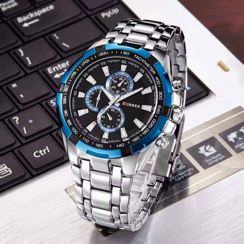 CURREN 8023 Watches Men Japan Movement OEM Watches Silver Blue Black.