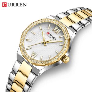 CURREN 9103 Luxury Diamond Watch For Woman Gold White. - Image 2