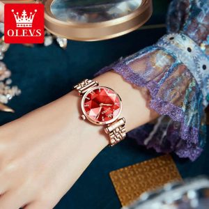 OLEVS 6642 Women Watches Quartz Stainless Steel Watches Waterproof Rose Gold. - Image 4
