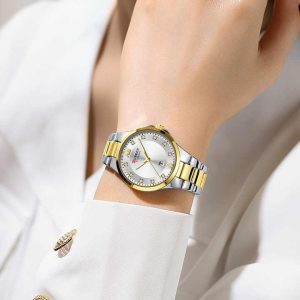 CURREN 9107 Women's Watch Calendar Stainless Steel Waterproof Luminous Clock Silver Gold White. - Image 2