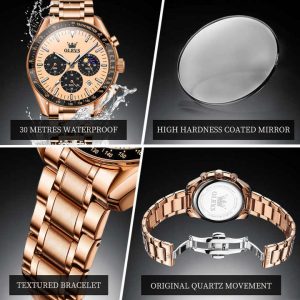 OLEVS 3618 Multifunctional Chronograph Watch Yellow. - Image 3